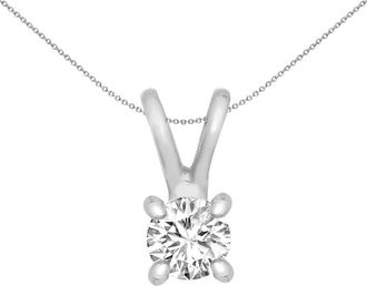Jewelco London 9ct White Gold 0.3ct Diamond V-bale Solitaire Pendant - 9P161-030