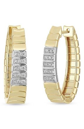 Bony Levy 18K Gold Cleo Diamond Hoop Earrings, 25mm in 18K Yellow Gold at Nordstrom