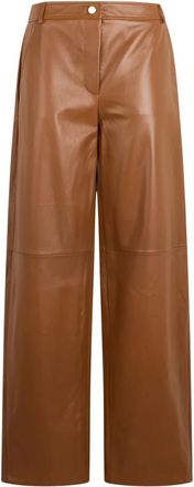 Max Mara Legno Nappa Leren Barrel-Leg Broek - Dames - Leren Broeken - Bruin - S - Leer - Broeken