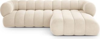 Cosmopolitan Design Sof&aacute; esquinero derecho 5 plazas de terciopelo beige claro