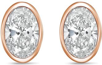 Diana M. Jewels 14Kt Rose Gold 2.00 cts Lab Grown Oval Diamond Bezel Studs