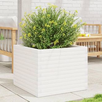 vidaXL Jardinera De Madera Maciza De Pino Blanca 60x60x46 Cm Vidaxl