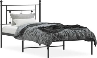 vidaXL Estructura Cama Sin Colch&oacute;n Con Cabecero Metal Negro 100x190 Cm Vidaxl