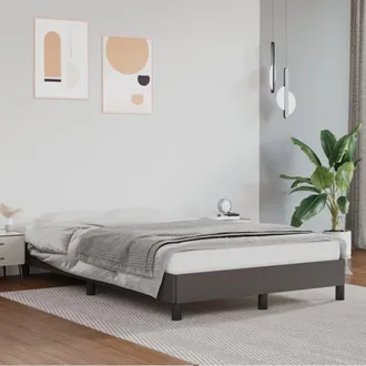 vidaXL Estructura De Cama Sin Colch&oacute;n Cuero Sint&eacute;tico Gris 120x190 Cm Vidaxl