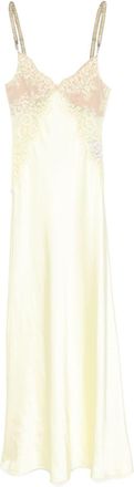 Self Portrait lace-detail satin maxi dress - Yellow