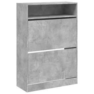 Berkfield Home Shoe Cabinet with 2 Flip-Drawers Concrete Grey 80x34x116 cm | Size: 80 x 34 x 116 cm
