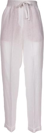 Le Tricot Perugia Linnen Paillet Broek - Dames - Wijde Broeken - Wit - 2XS - Linnen - Broeken