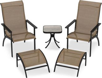 Costway 5 Pieces Adirondack Chair Set with Ottomans and Side Table-Coffee