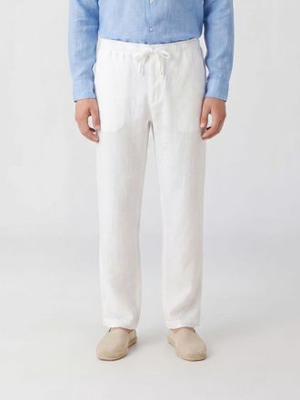 120% Lino Pantaloni straight in lino con vita elasticizzata e coulisse