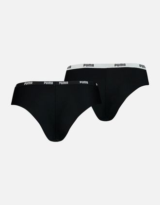 Puma Womens 2-Pack Microfibre Seamless Mid-Rise Brazilian Briefs, Black - Black/Black - Size: 16
