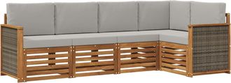 vidaXL Conjunto De Sof&aacute;s De Exterior 4 Uds. Natural Y Gris Claro Vidaxl