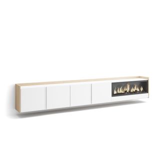 Skraut Home Skraut Home - Mueble Tv, Televisi&oacute;n, Muebles De Sal&oacute;n, Almacenaje, 315x35x50cm, Para Tv Hasta 80, Chimenea El&eacute;ctrica Xxl, Colgado, Suspendido, Estilo 