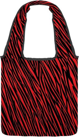 Generic Red Zebra Stripes Reversible Canvas Shoulder Tote - Double-Sided Print, 12oz Cotton, 27cm Drop, Fold-Flat Bag for Travel, Shopping, Street Outings