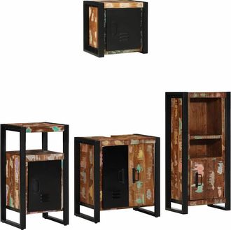 vidaXL Juego De Muebles De Ba&ntilde;o 4 Uds. Multicolor Y Negro Vidaxl