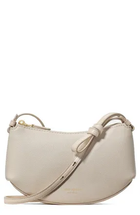 Kate Spade New York loop pebble leather crossbody bag in Cashew Milk at Nordstrom