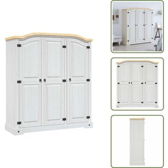 vidaXL Armadio in pino cerato - vidaXL vidaXL Armadio in Legno di Pino Messicano Corona 3 Ante Bianco - Armadio con scomparto a destra