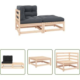 vidaXL Cuscini per divano - Set Divani da Giardino 2 pz con Cuscini Legno Massello Pino