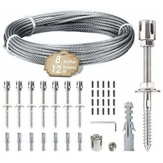 OEM Soporte Para Plantas Trepadoras, Kit De Suspensi&oacute;n Con Cuerda De Acero Inoxidable De 12 M Con Cable De Acero Inoxidable De 3 Mm Y 8 Tensores Para Jard