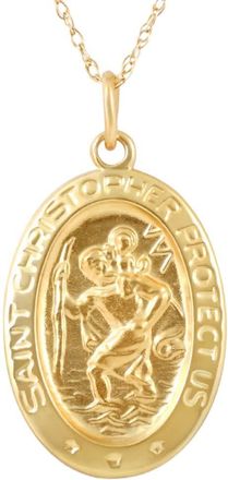 Pompeii3 14k Yellow Gold St. Christopher Medal Pendant.5 Tall 1.5 Grams