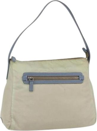 Prada Pre-owned Nylon Schoudertas - Dames - Vintage Schoudertas - Beige - ONE Size - Nylon - Vintage