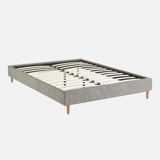 Sweeek Cama Con Somier 140x190cm, Acabado En Pana Fina