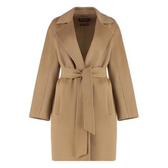Max Mara Belted Coats, female, Beige, 2XS, Wool and cashmere coat