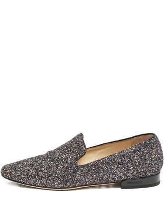 Jimmy Choo London glitter leather loafers - Black