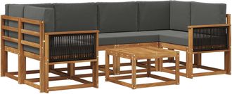vidaXL Conjunto De Sof&aacute;s De Exterior 5 Uds. Natural Y Antracita Vidaxl