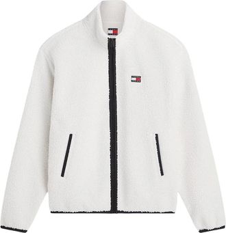 Tommy Jeans Badge Teddy Relaxed Zip-Thru Sweatshirt - Heren - Sport - Wit - Maat: XS Fleece