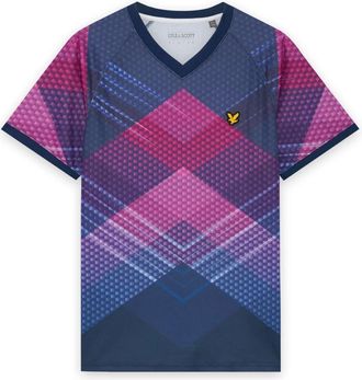 Lyle & Scott Chevron Printed Football T-Shirt - Heren - T-shirts - Blauw - S - Katoen - Tops