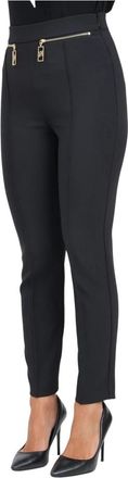 Elisabetta Franchi Zwarte Slim-Fit Enkel-Lengte Broek - Dames - Slim Fit Broeken - Zwart - M - Polyester - Broeken