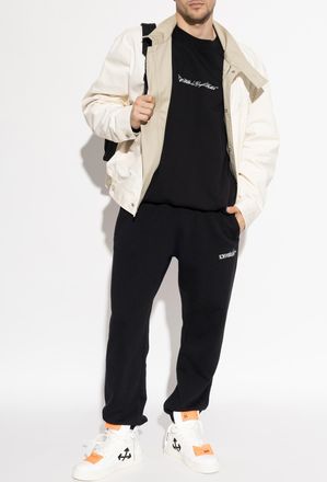 Off-white Sweatshirt With Embroidered Logo, Mens, Black