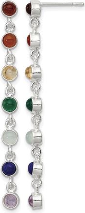 Diamond2Deal Sterling Silver Rhodium Plated Multicolor Quartz Dangle Earrings