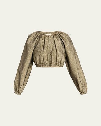 Ulla Johnson Orielle Metallic Taffeta Bomber Jacket