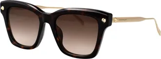 Alexander McQueen Womens Sunglasses Am0483s Havana Gold Brown Havana-Gold-Brown Metal Havana/gold/brown