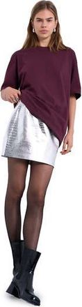 Topshop Croc Embossed Metallic Faux Leather Miniskirt in Silver at Nordstrom Rack, Size 4 Us (Fits Like 0-2)