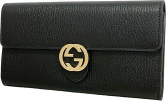 Gucci Black Leather Long Wallet (Bi-Fold) (Pre-Owned)