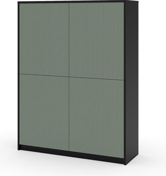 Aquadesign Aparador alto en melamina y mdf negro/verde salvia