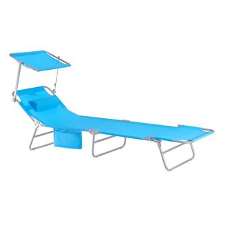 SoBuy Tumbonas Tumbonas De Relaci&oacute;n Con Respaldo Reclinable Y Parasol Tumbonas Plegables 63 X 195 X 90 Cm Azul Ogs48-bx2 Sobuy Es