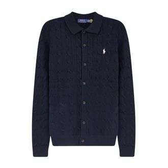 Polo Ralph Lauren Kabelgebreide Katoenen Vest - Heren - Truien - Blauw - Maat: M Katoen
