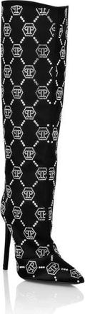 Philipp Plein Boots High Heels Mid Monogram Women in Black/crystal at Nordstrom, Size 39