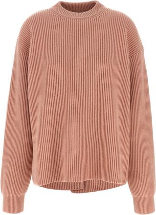 Jil Sander Midweight wollen trui met ronde hals - Dames - Ronde hals truien - Roze - M - Wol - Truien & Vesten