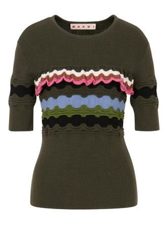 Marni contrasting-stitches T-shirt - Green