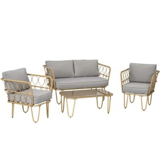 OUTSUNNY Muebles de jard&iacute;n 129x71.5x69 cm madera natural