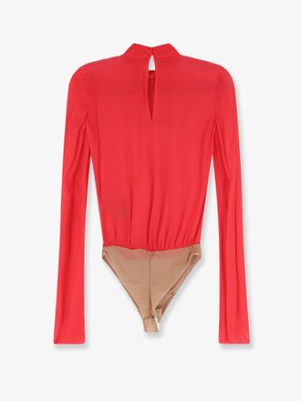 Elisabetta Franchi Viscose Puff-Sleeve Bodysuit Shirt - Red