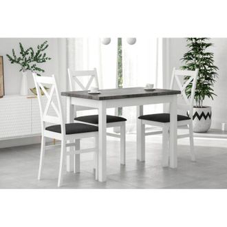 OEM Mesa De Cocina De Hormig&oacute;n Con Patas Blancas Madera 100x70cm Furnitex