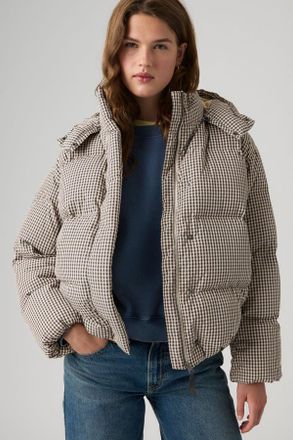 Levi's Tate Bubble Puffer - Donna - XS - Grigio / Yoli Gingham Plaid As Header Seersucker