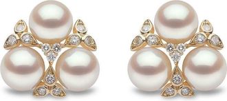 Yoko London 18kt yellow gold Raindrop Akoya pearl and diamond earrings - women - 18kt Yellow Gold/Diamond/Akoya Pearl - One Size
