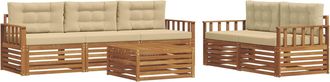 vidaXL Conjunto De Sof&aacute;s De Exterior 6 Uds. Natural Y Beige Vidaxl