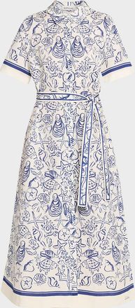 SIMKHAI Audria Belted Linen Midi Shirtdress